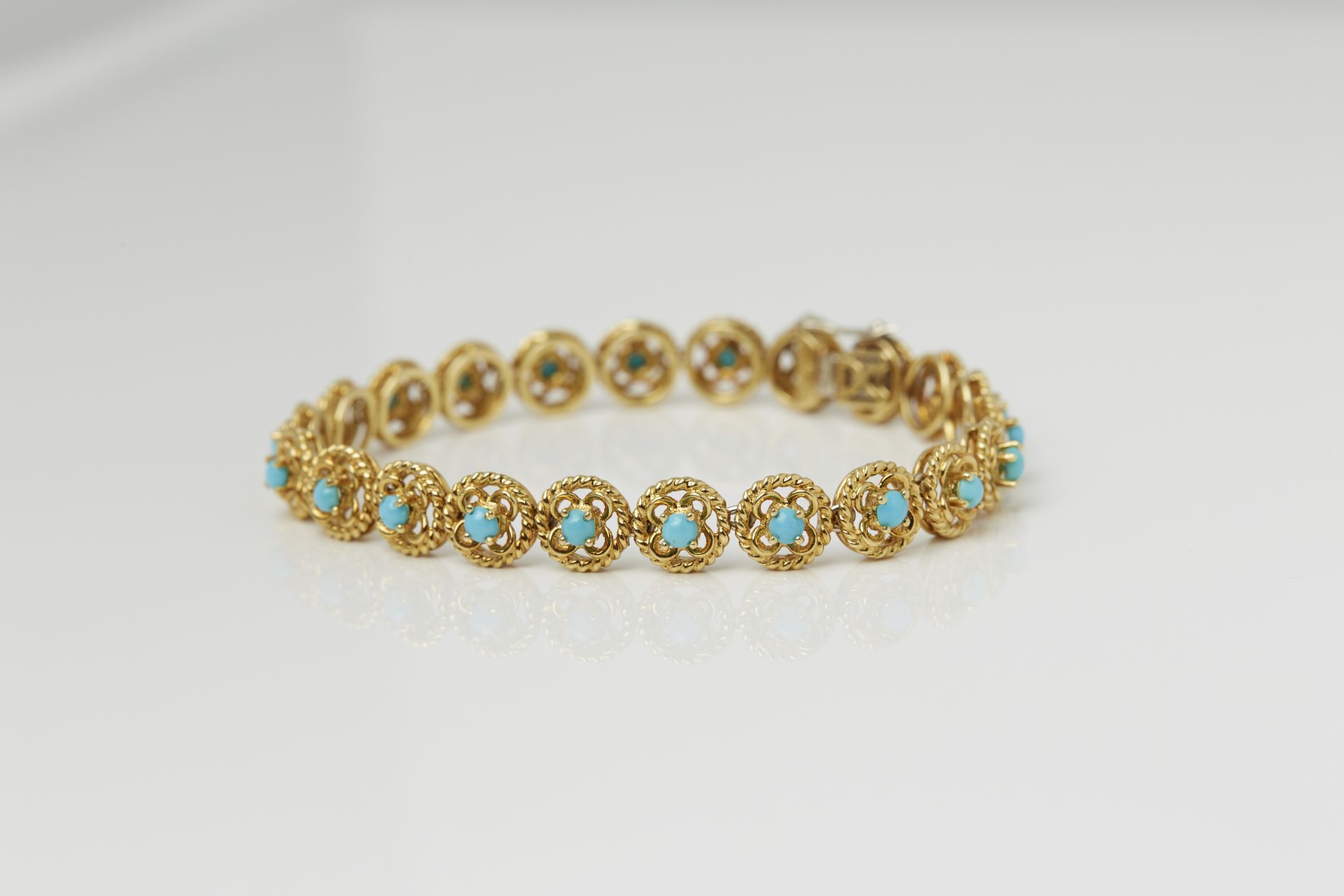 Cartier 18k Yellow Gold Turquoise Bracelet - Image 8 of 12