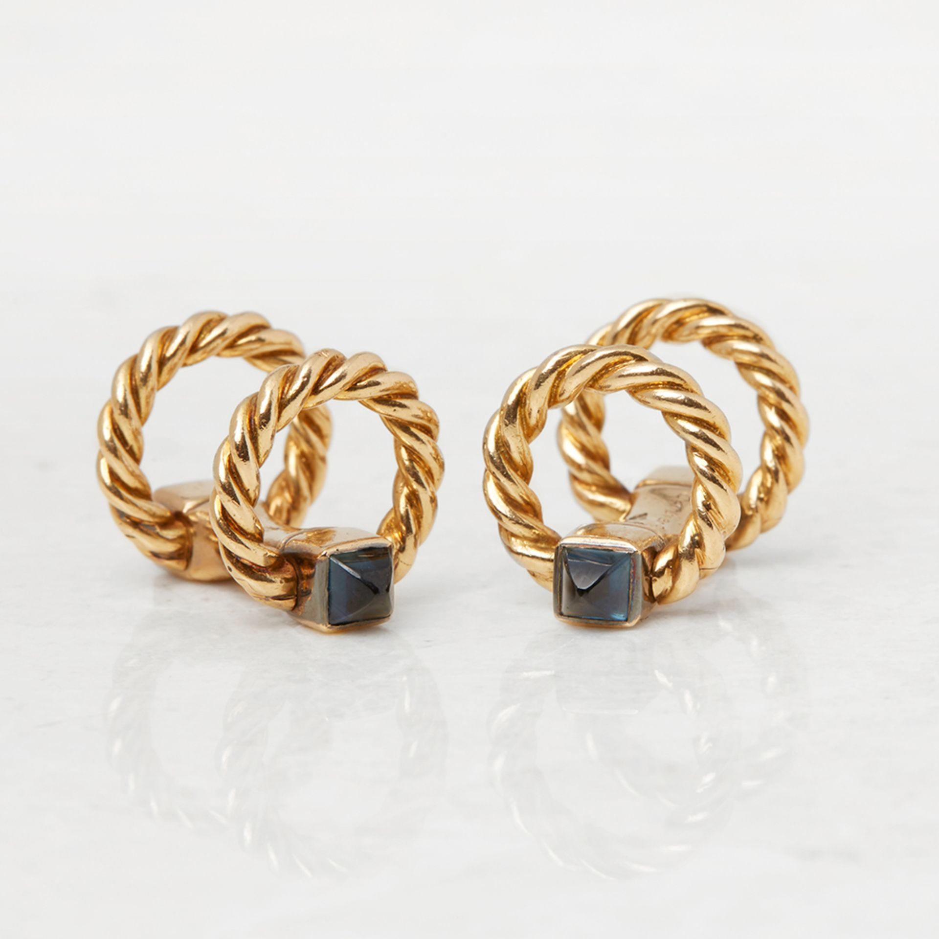 Cartier 18k Yellow Gold Sapphire Vintage Cufflinks - Image 3 of 9