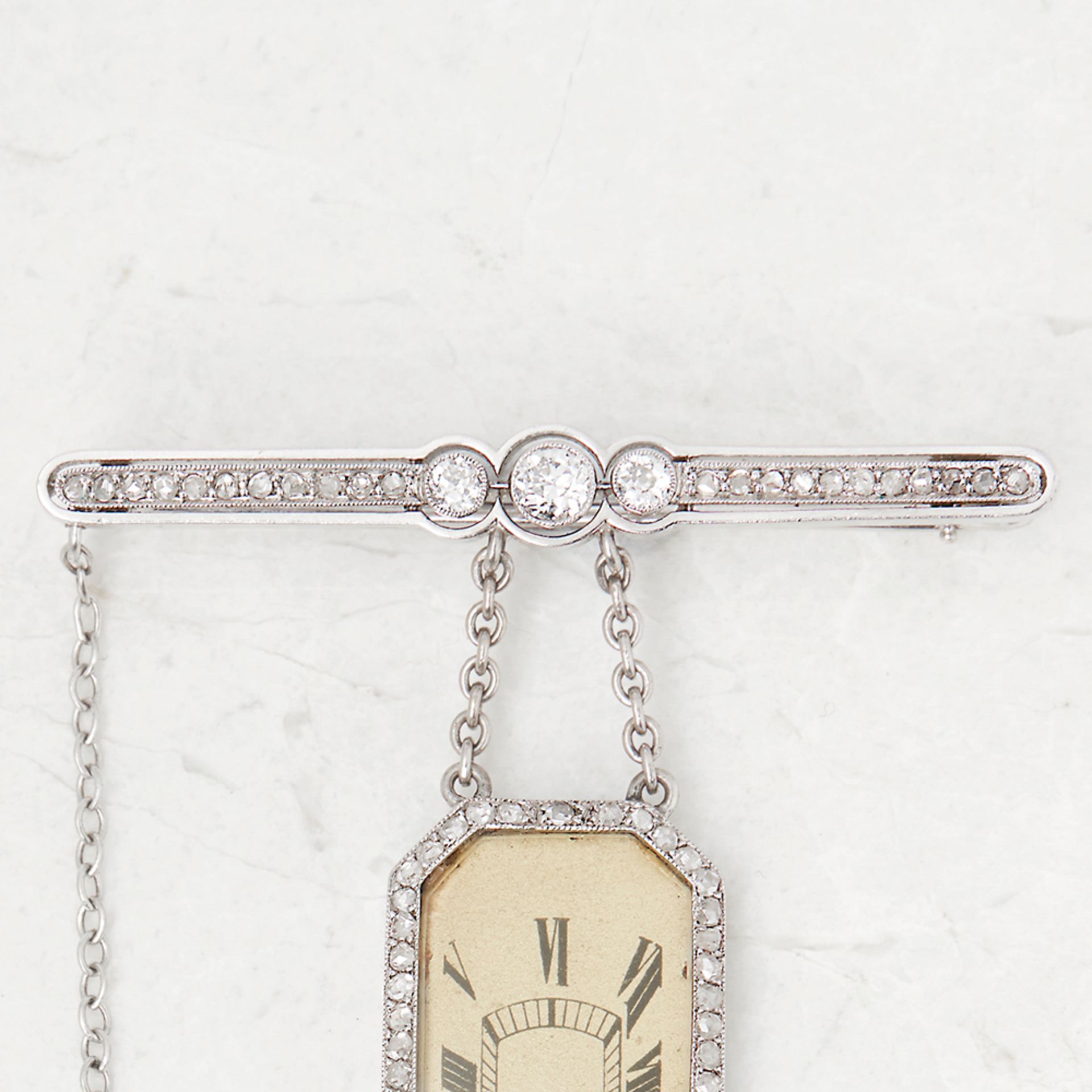 Cartier Platinum Diamond Set Rare Vintage Brooch Watch - Image 4 of 9