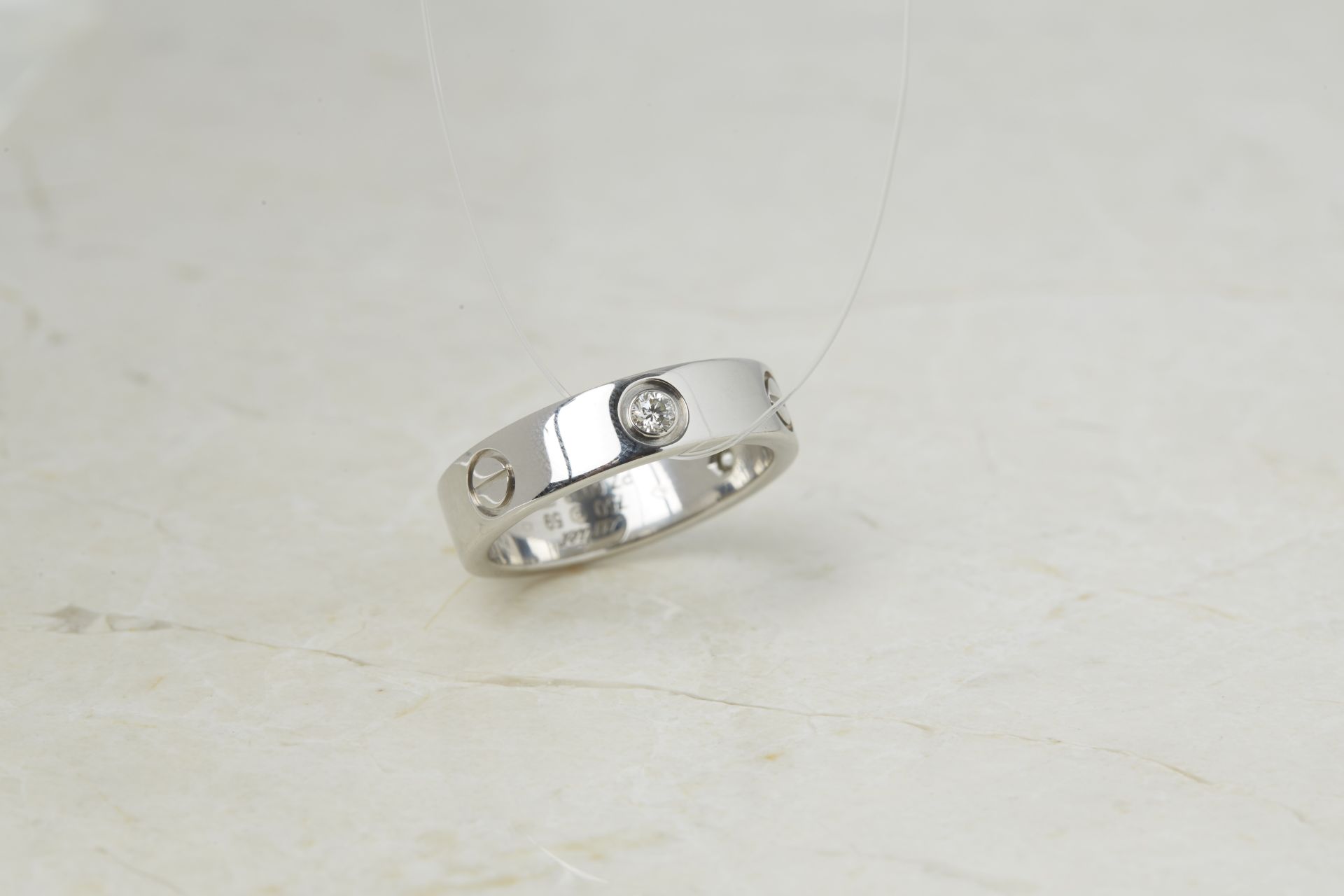 Cartier 18k White Gold 3 Diamond Love Ring - Image 2 of 9