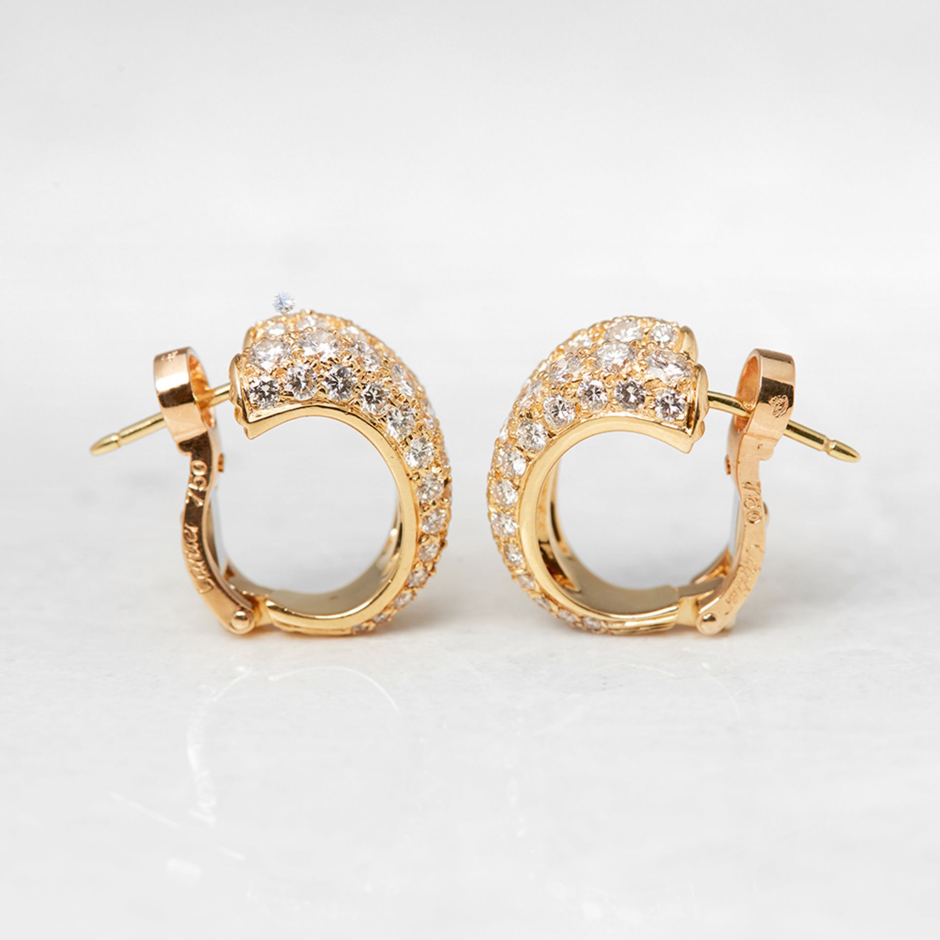 Cartier 18k Yellow Gold Double Hoop Diamond Earrings - Image 6 of 20