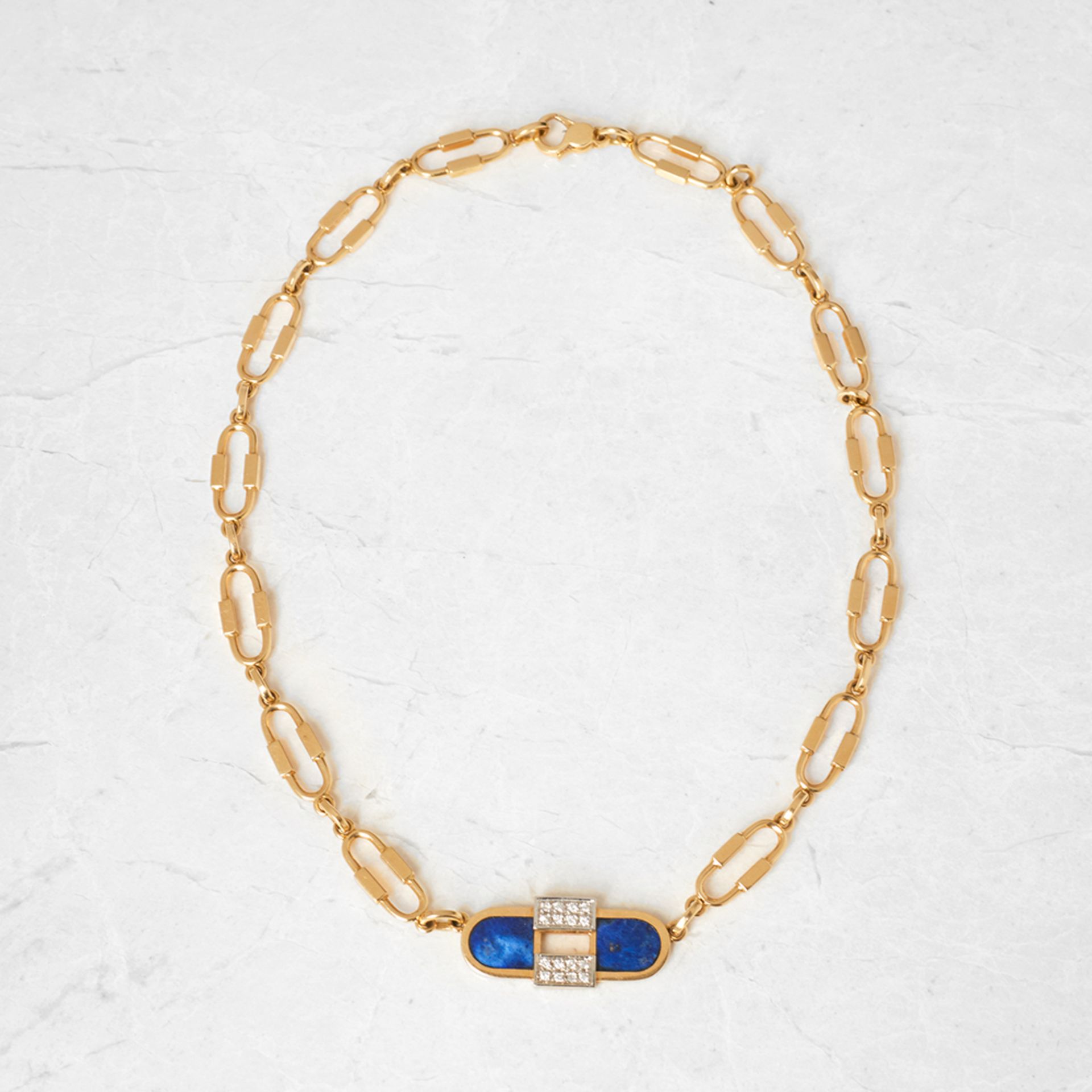 Cartier 18k Yellow Gold Lapis Lazuli & Diamond Necklace - Image 5 of 9