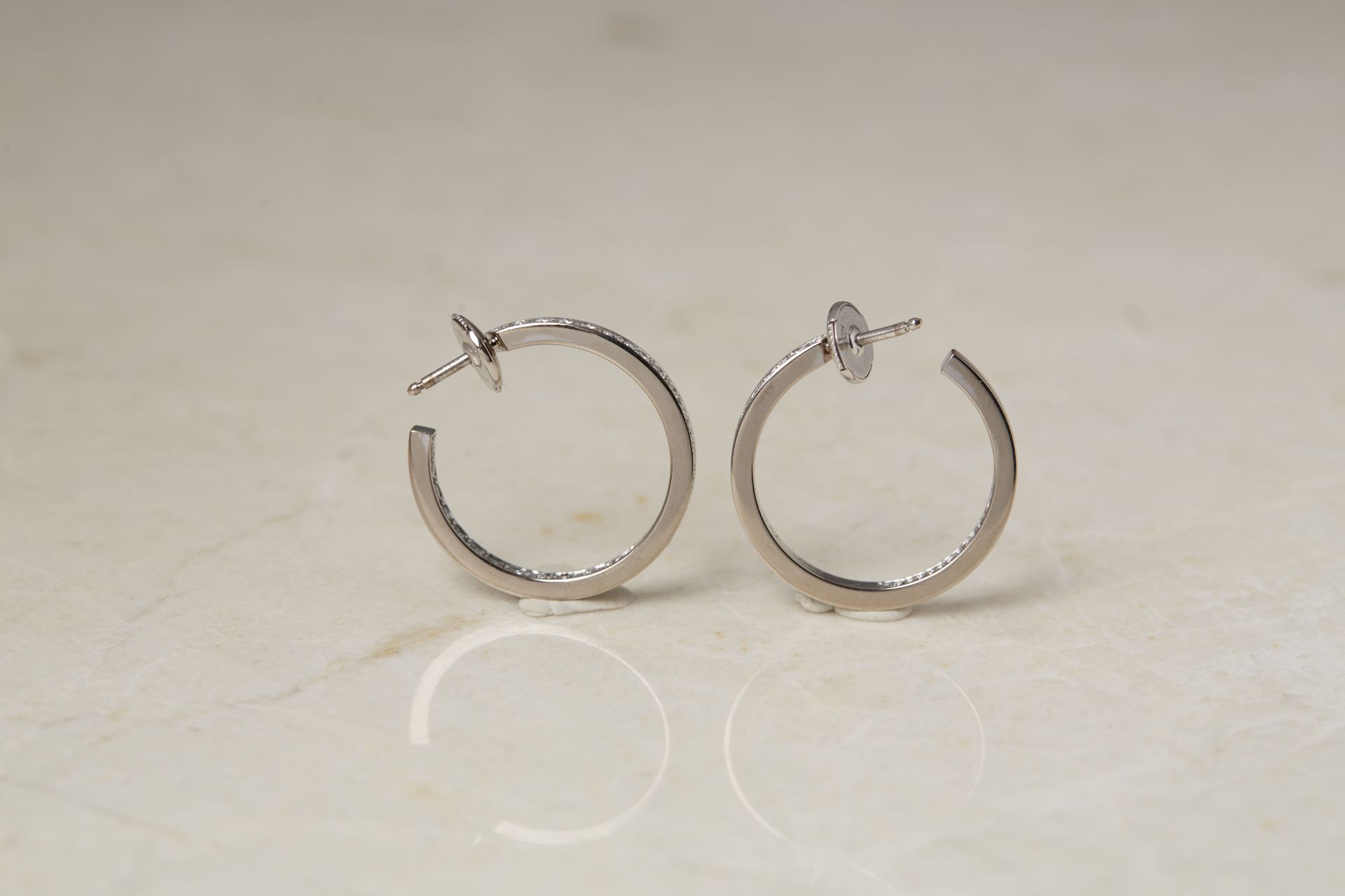Cartier 18k White Gold 1.20ct Diamond Inside Out Hoop Earrings - Image 9 of 12