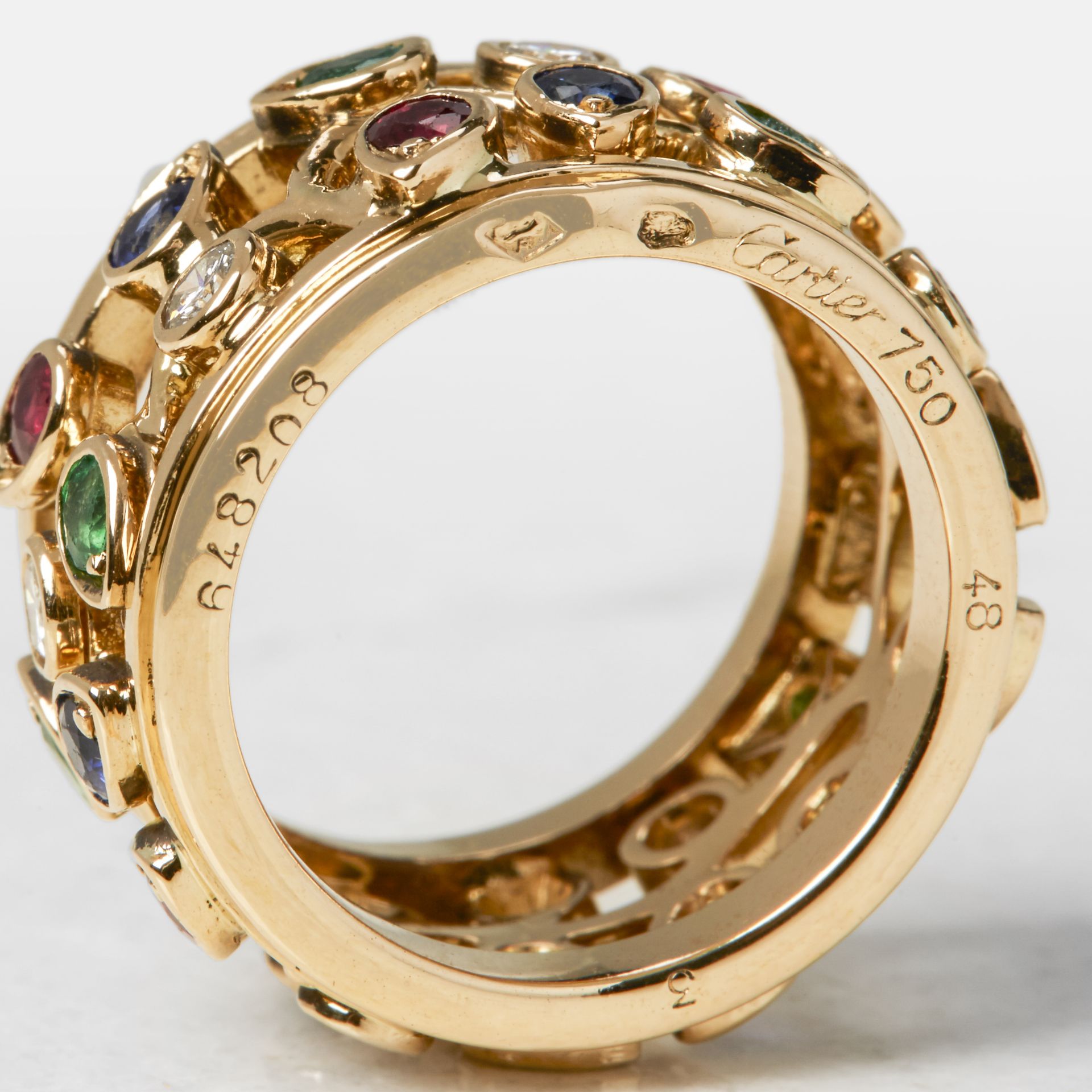 Cartier 18k Yellow Gold Multi-Gem Ring - Image 6 of 6