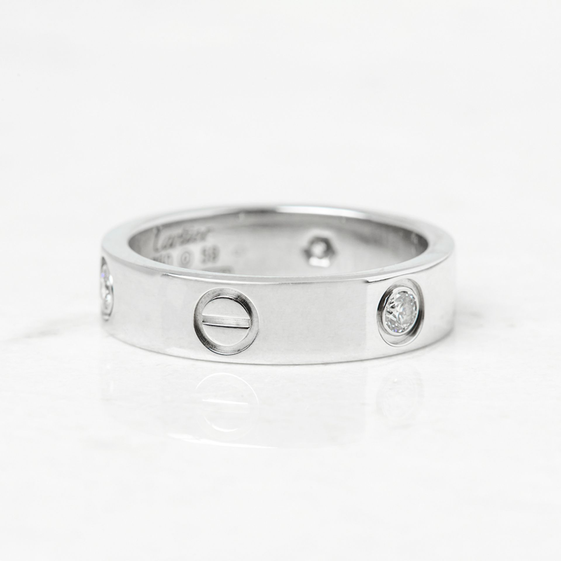 Cartier 18k White Gold 3 Diamond Love Ring - Image 7 of 9