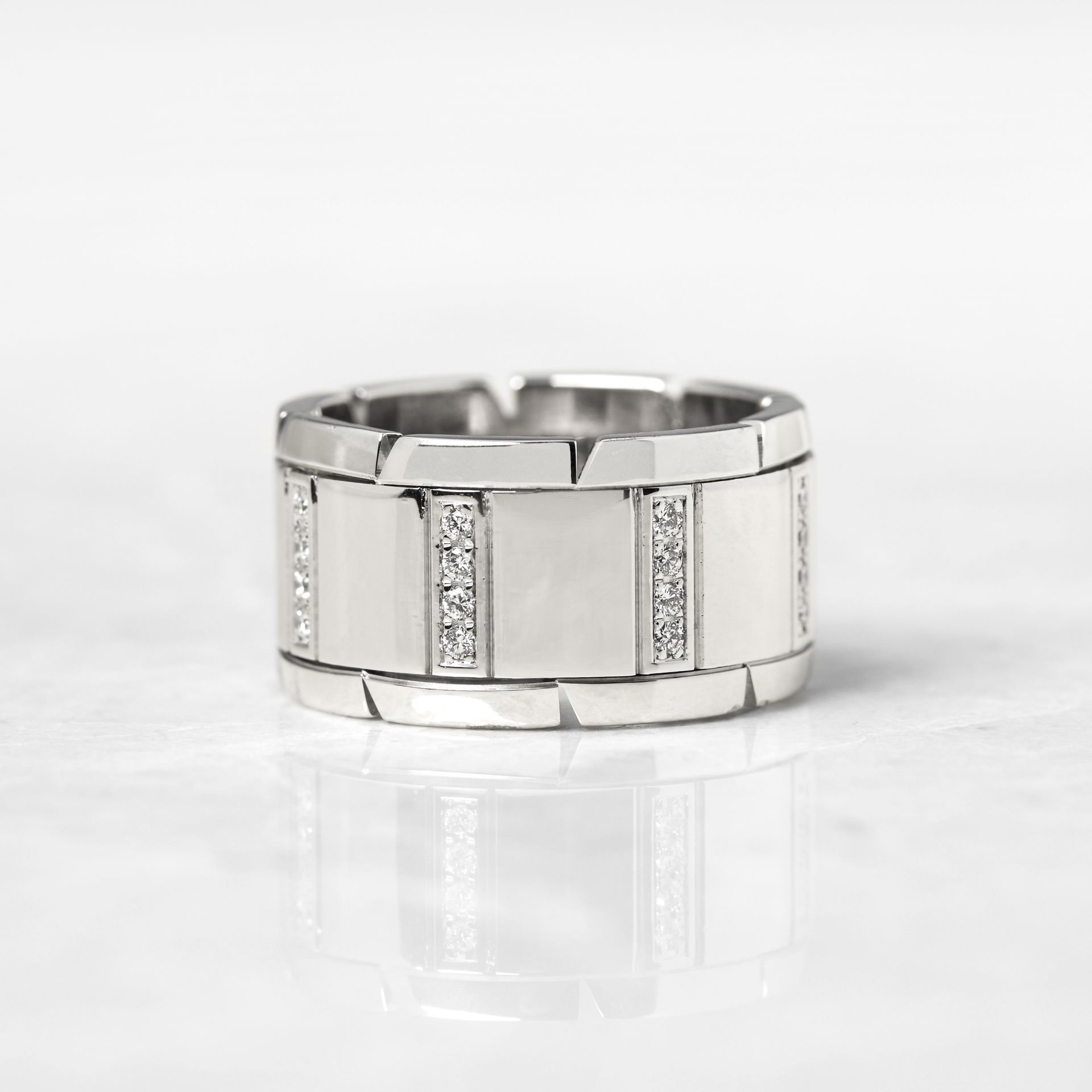 Cartier 18k White Gold Diamond Tank Francaise Ring - Image 4 of 12