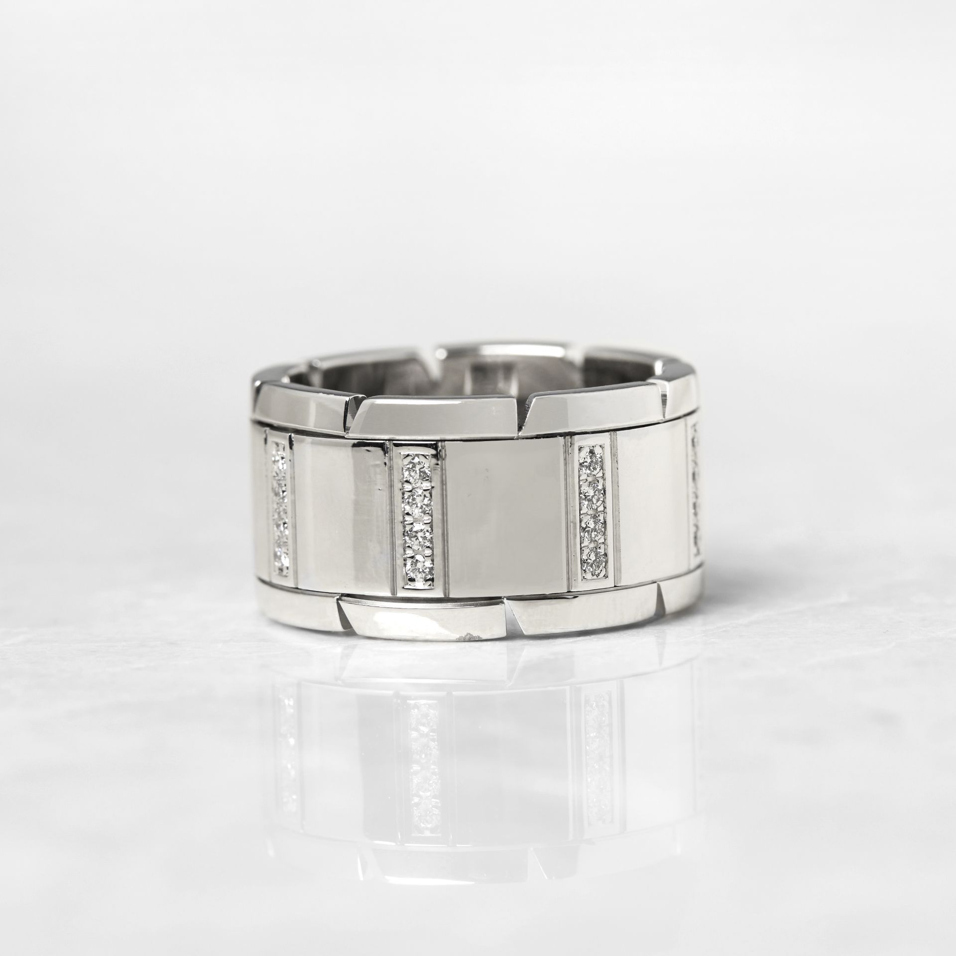 Cartier 18k White Gold Diamond Tank Francaise Ring - Image 7 of 12