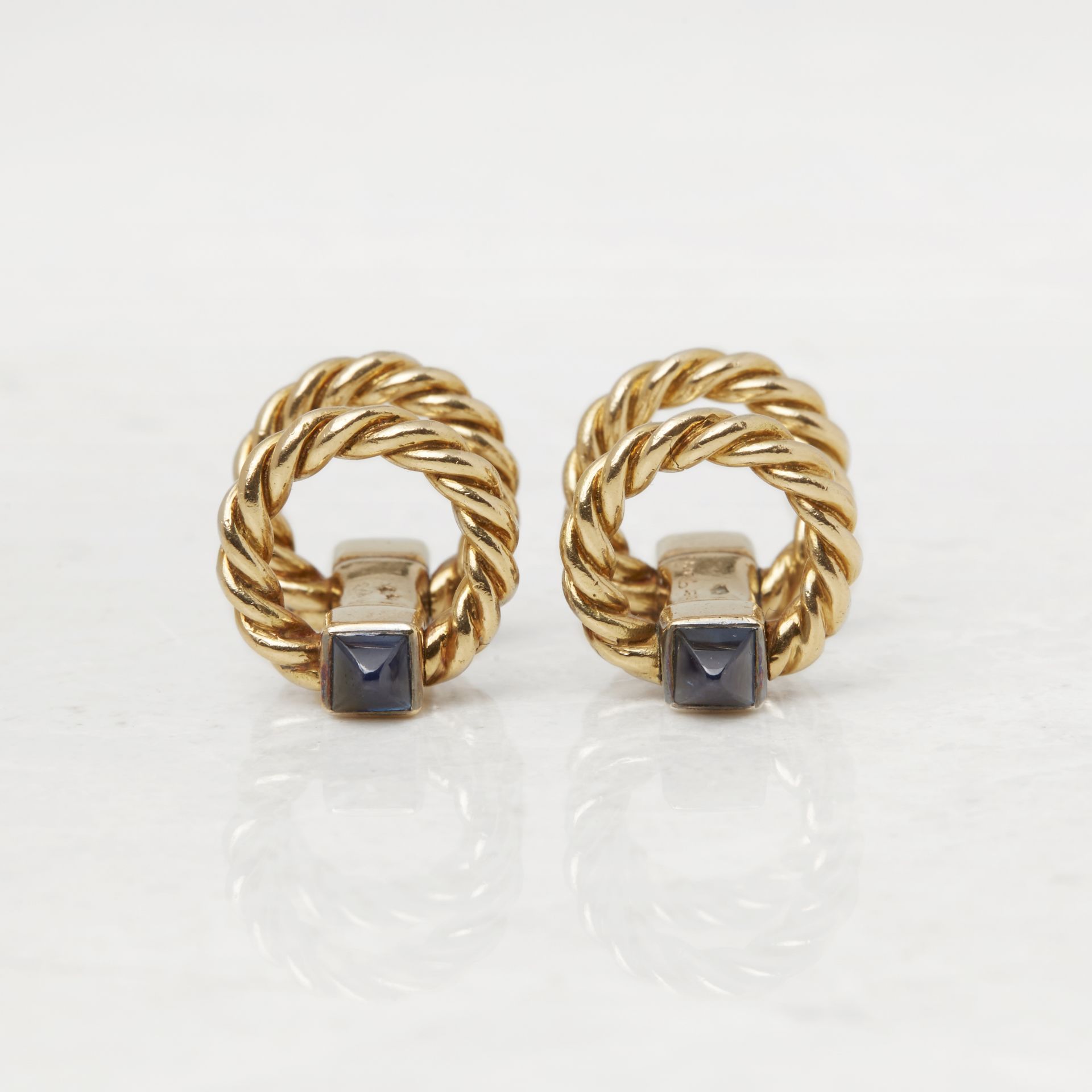 Cartier 18k Yellow Gold Sapphire Vintage Cufflinks - Image 5 of 9