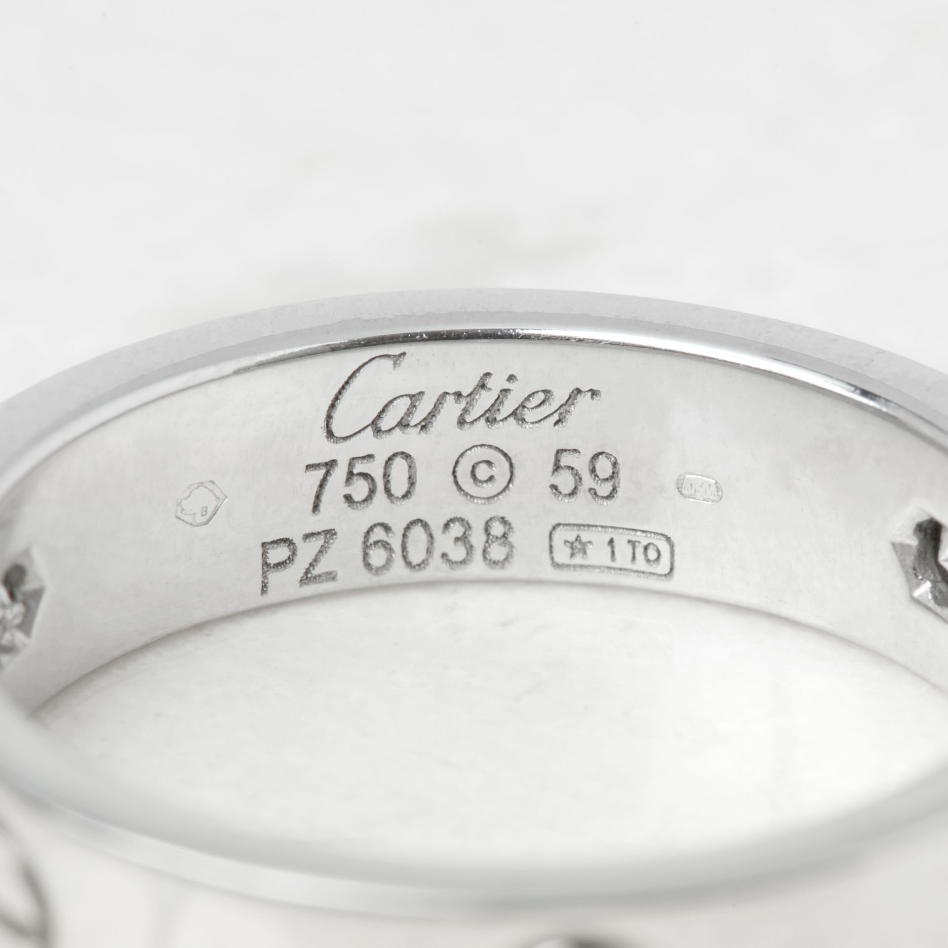 Cartier 18k White Gold 3 Diamond Love Ring - Image 6 of 9