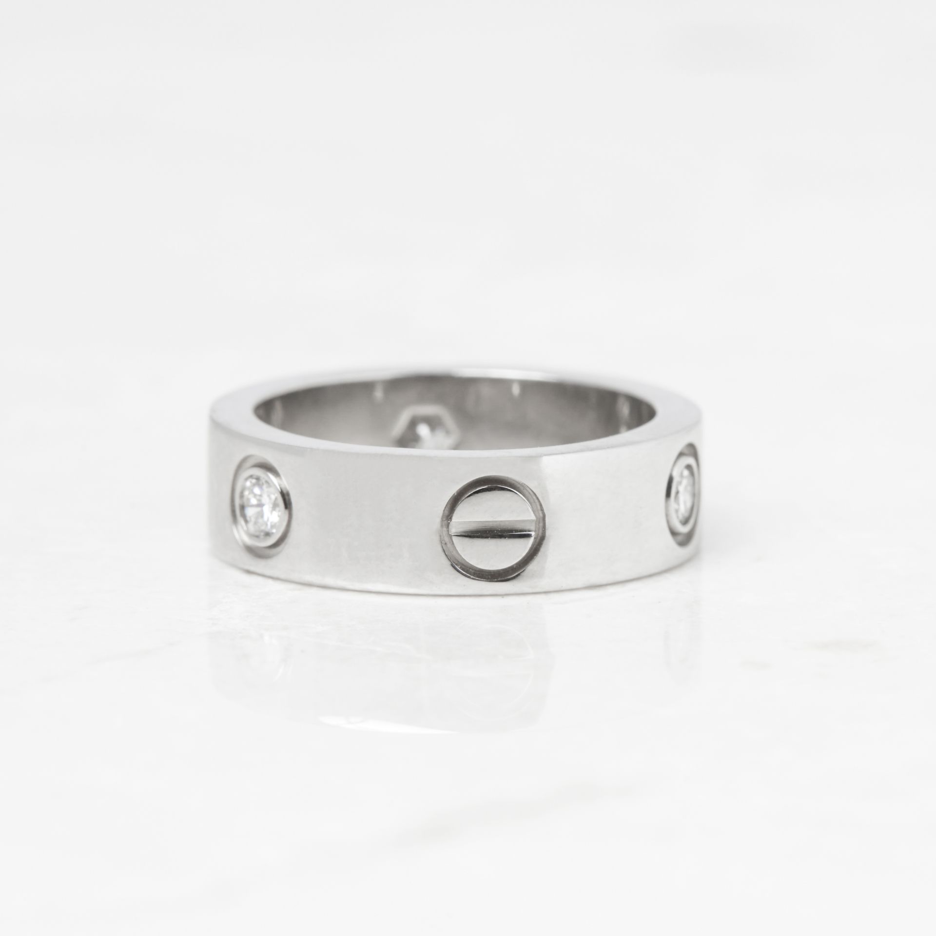 Cartier 18k White Gold 3 Diamond Love Ring - Image 10 of 12