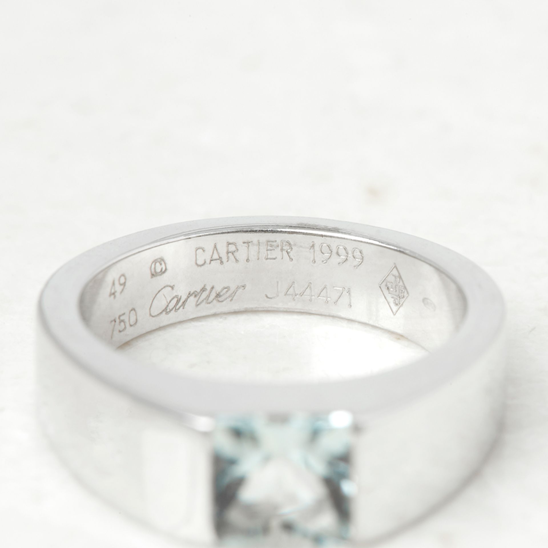 Cartier 18k White Gold Aquamarine Tank Ring - Image 9 of 20