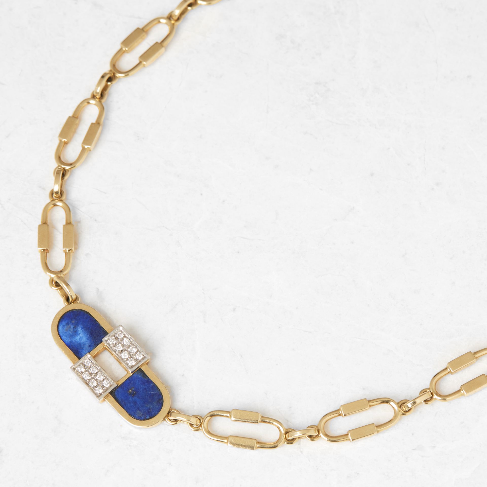 Cartier 18k Yellow Gold Lapis Lazuli & Diamond Necklace - Image 7 of 9