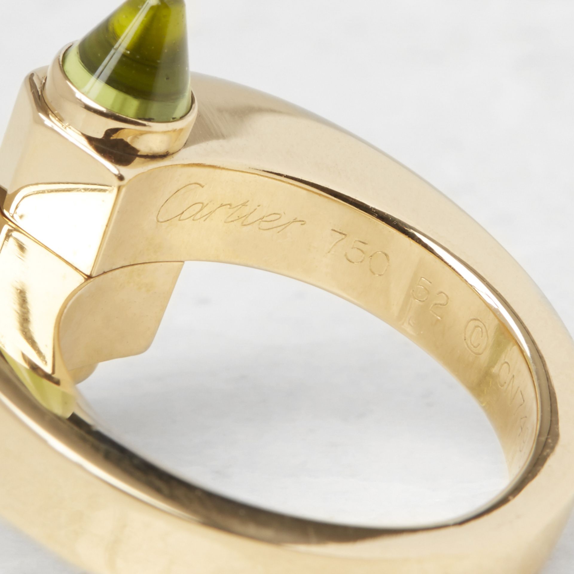 Cartier 18k Yellow Gold Peridot Menotte Ring - Image 10 of 11