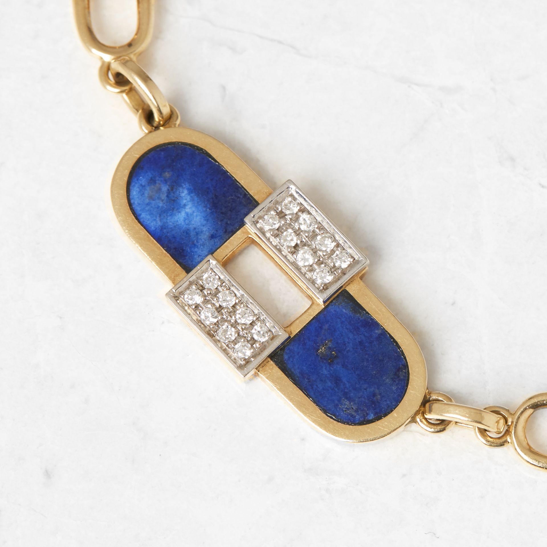 Cartier 18k Yellow Gold Lapis Lazuli & Diamond Necklace - Image 8 of 9