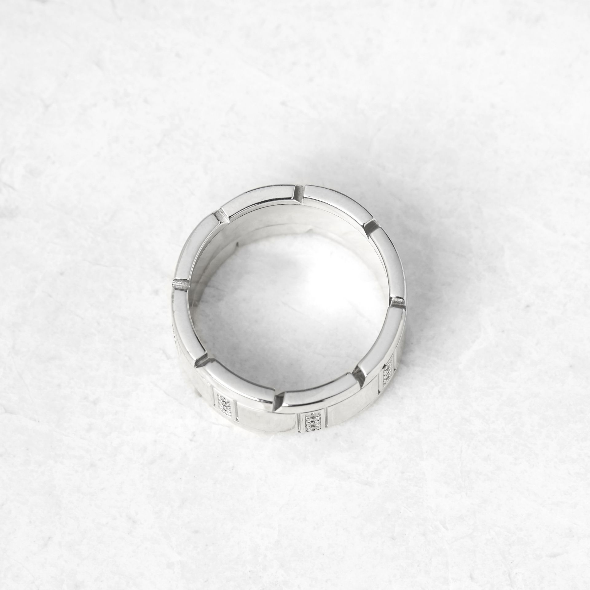 Cartier 18k White Gold Diamond Tank Francaise Ring - Image 8 of 12