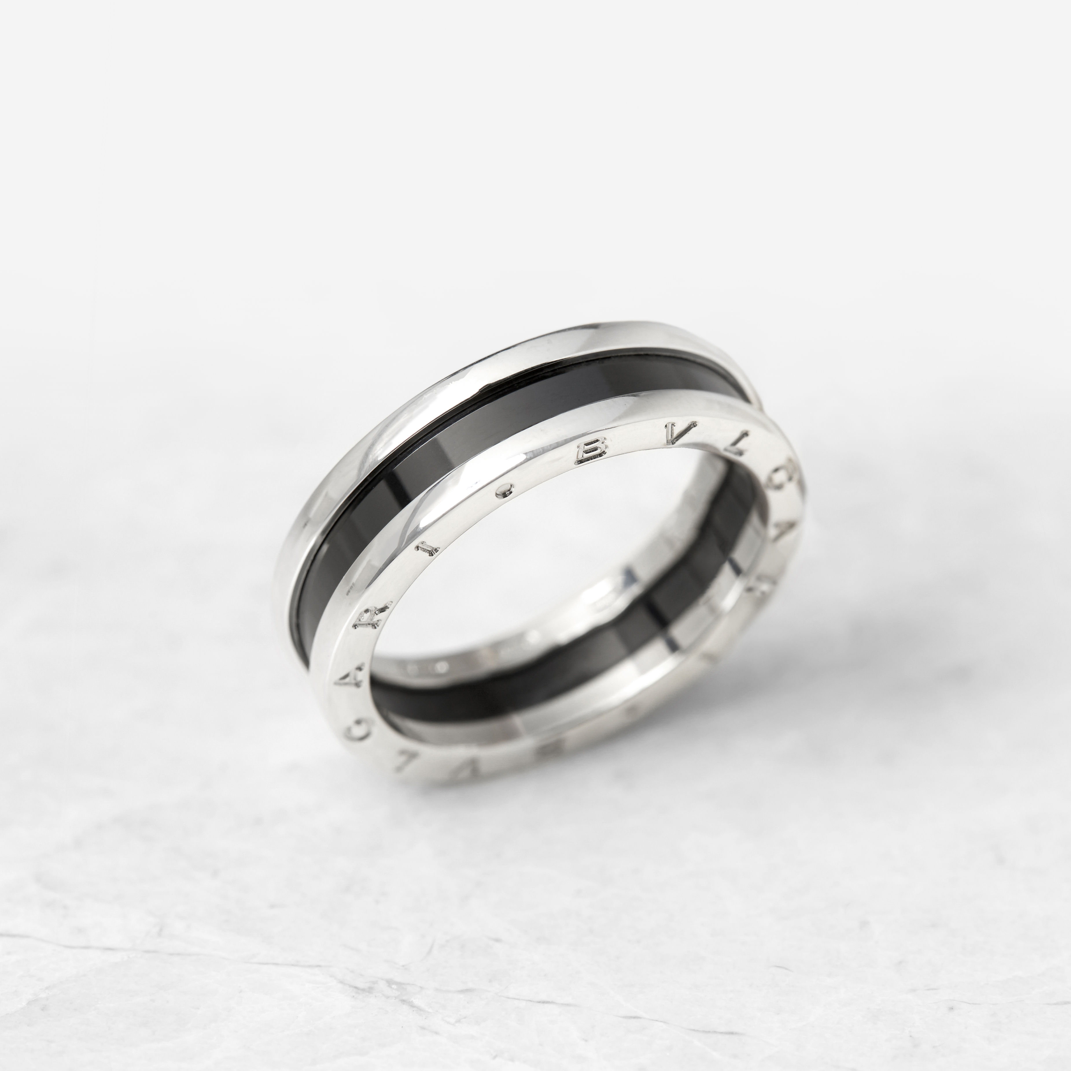 Bulgari Sterling Silver Black Ceramic B.Zero 1 Ring - Image 5 of 11