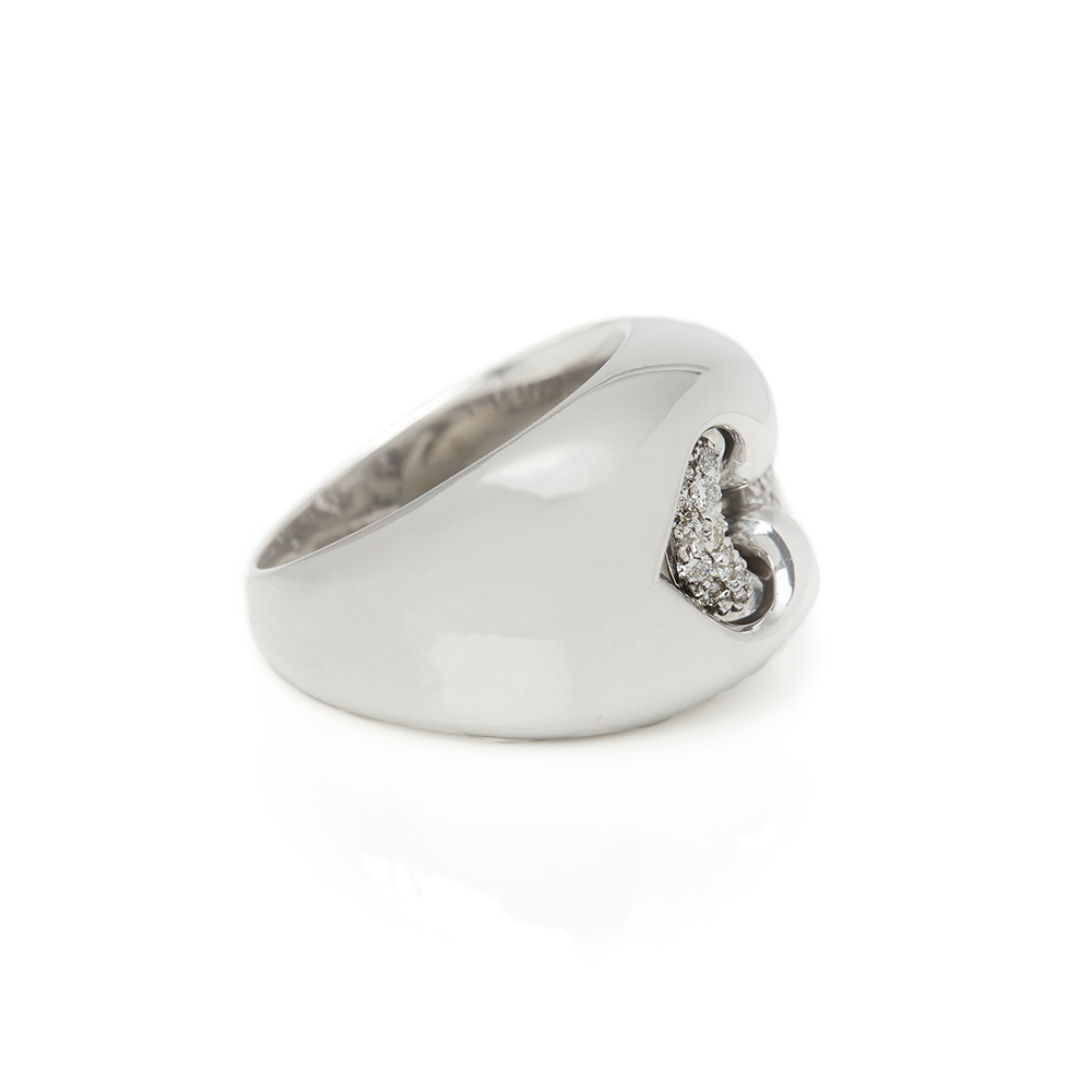 Bulgari 18k White Gold Diamond Doppio Cuore Ring - Image 8 of 9