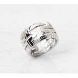 Bulgari 18k White Gold Cut Out Parentesi Ring AN853974