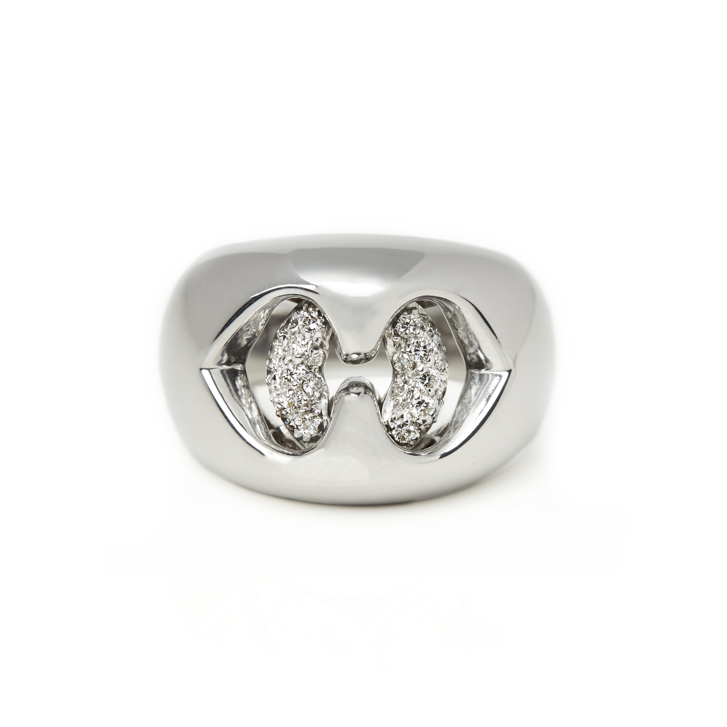 Bulgari 18k White Gold Diamond Doppio Cuore Ring - Image 4 of 9