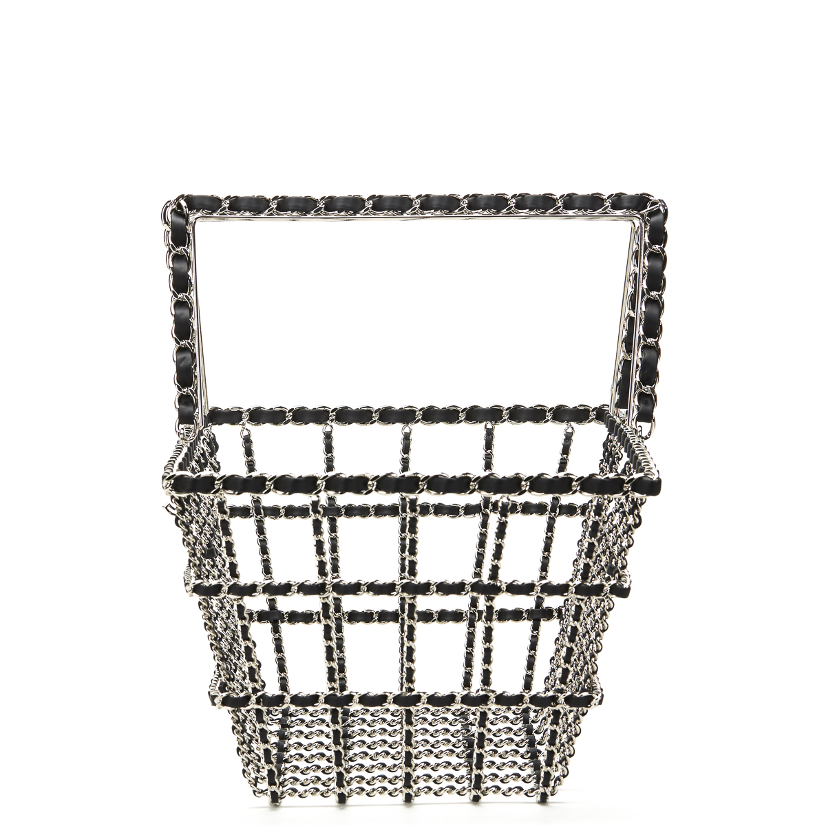 Chanel Silver & Black Calfskin Leather Fall 2014 Act 2 Basket Bag - Image 4 of 9