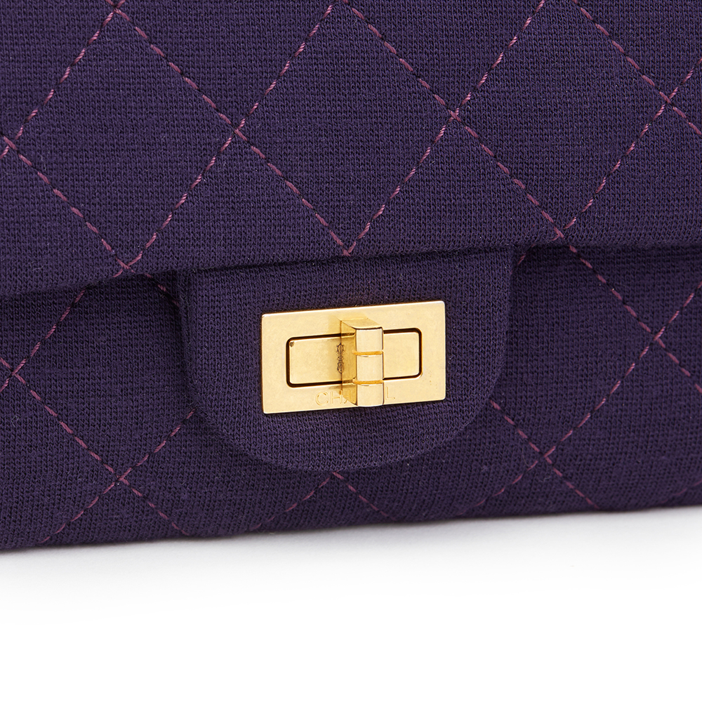 Chanel Violet Quilted Jersey Fabric 2.55 Reissue 226 Double Flap Bag - Image 6 of 10