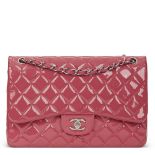 Chanel Pink Quilted Patent Leather Jumbo Classic Double Flap Bag