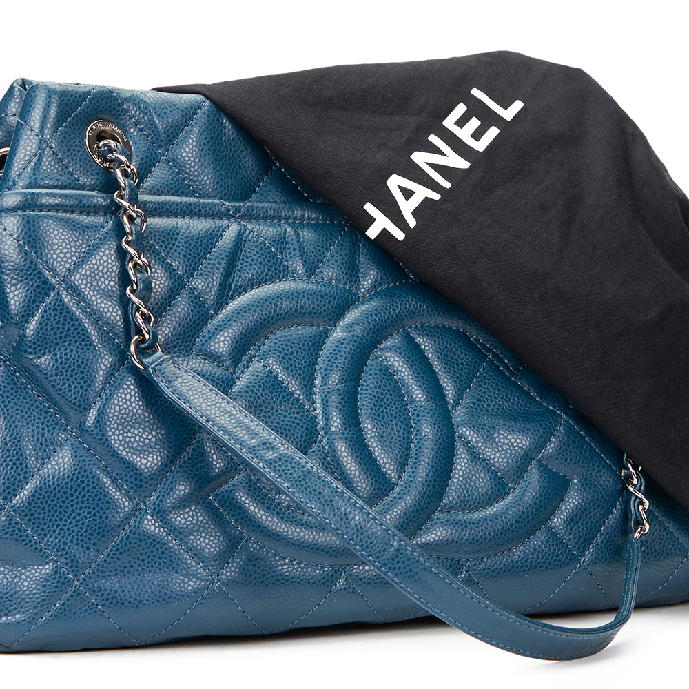 Chanel Turquoise Quilted Caviar Leather Timeless Shoulder Bag - Image 10 of 10