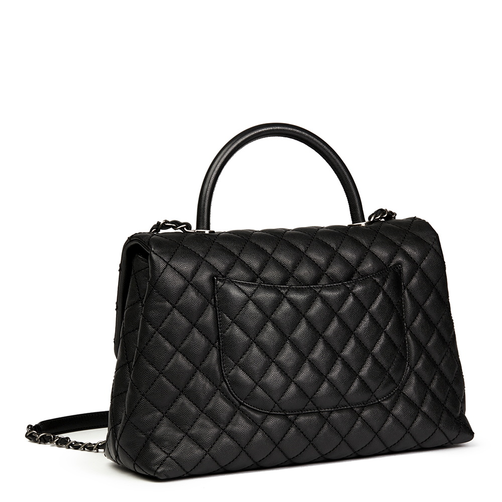 Chanel Black Quilted Caviar Leather Large Coco Handle - Image 4 of 10