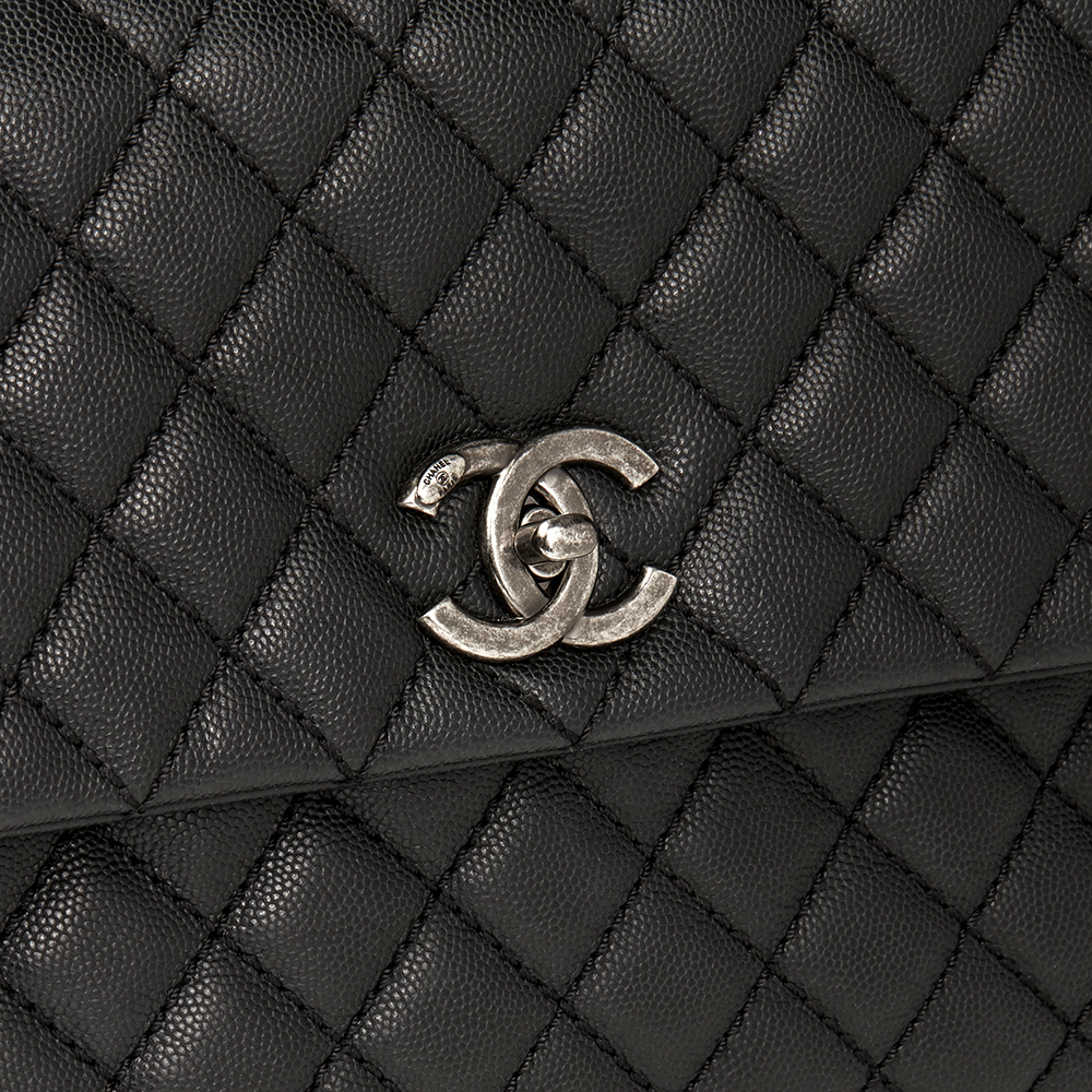 Chanel Black Quilted Caviar Leather Large Coco Handle - Image 8 of 10