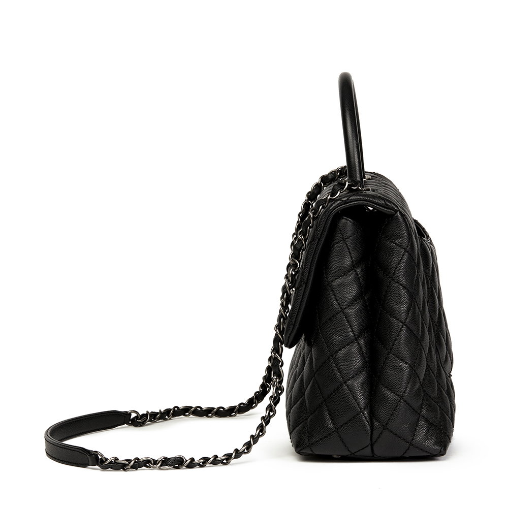 Chanel Black Quilted Caviar Leather Large Coco Handle - Image 2 of 10