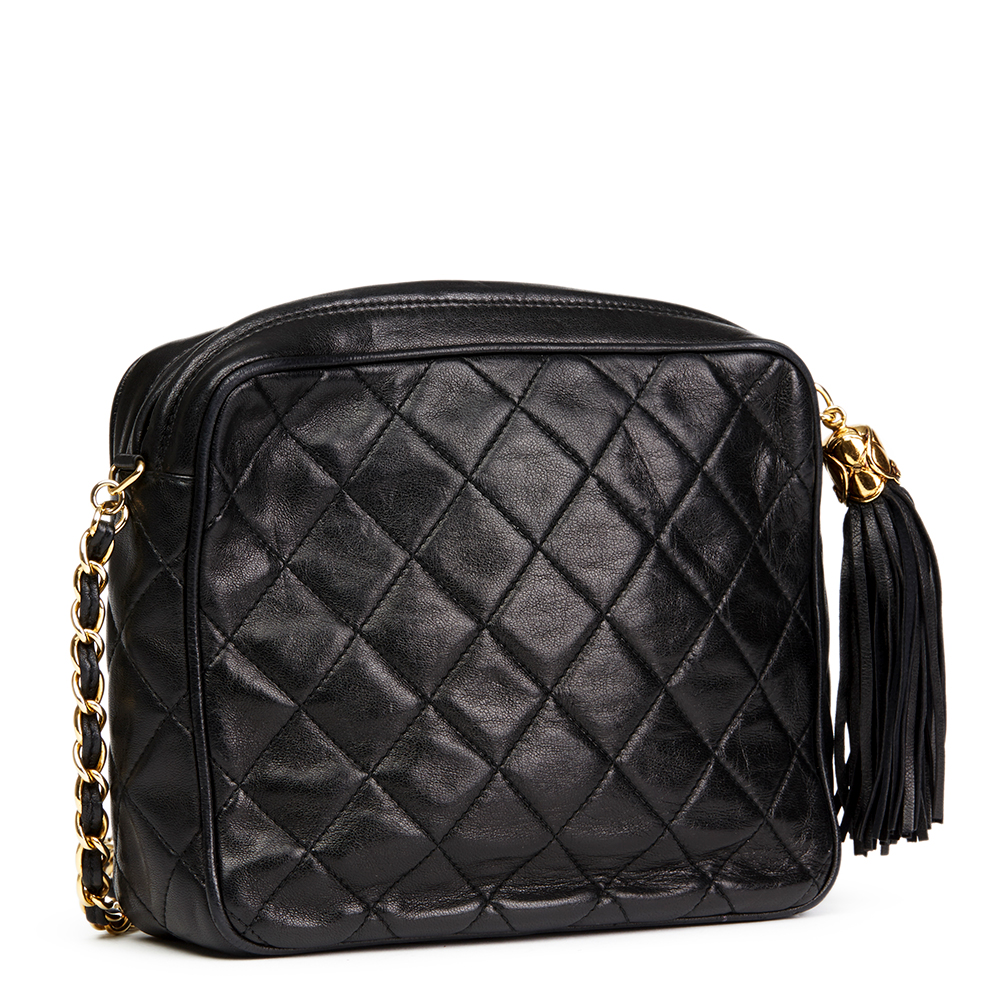 Chanel Black Quilted Lambskin Vintage Tassel Camera Bag - Image 4 of 10