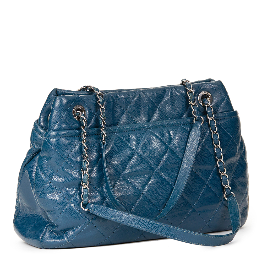 Chanel Turquoise Quilted Caviar Leather Timeless Shoulder Bag - Image 4 of 10