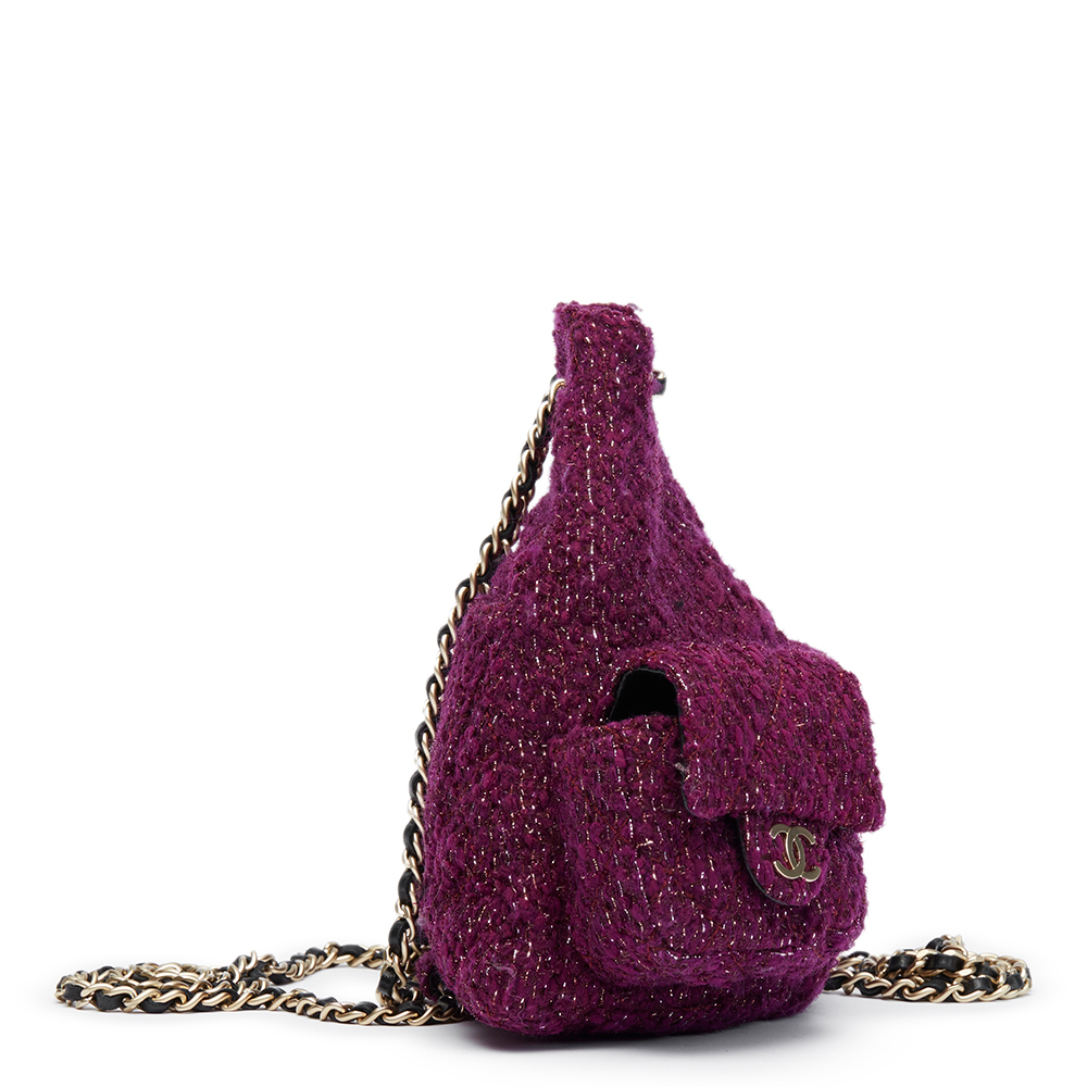 Chanel Aubergine Quilted Tweed Fabric Mini Backpack - Image 2 of 9