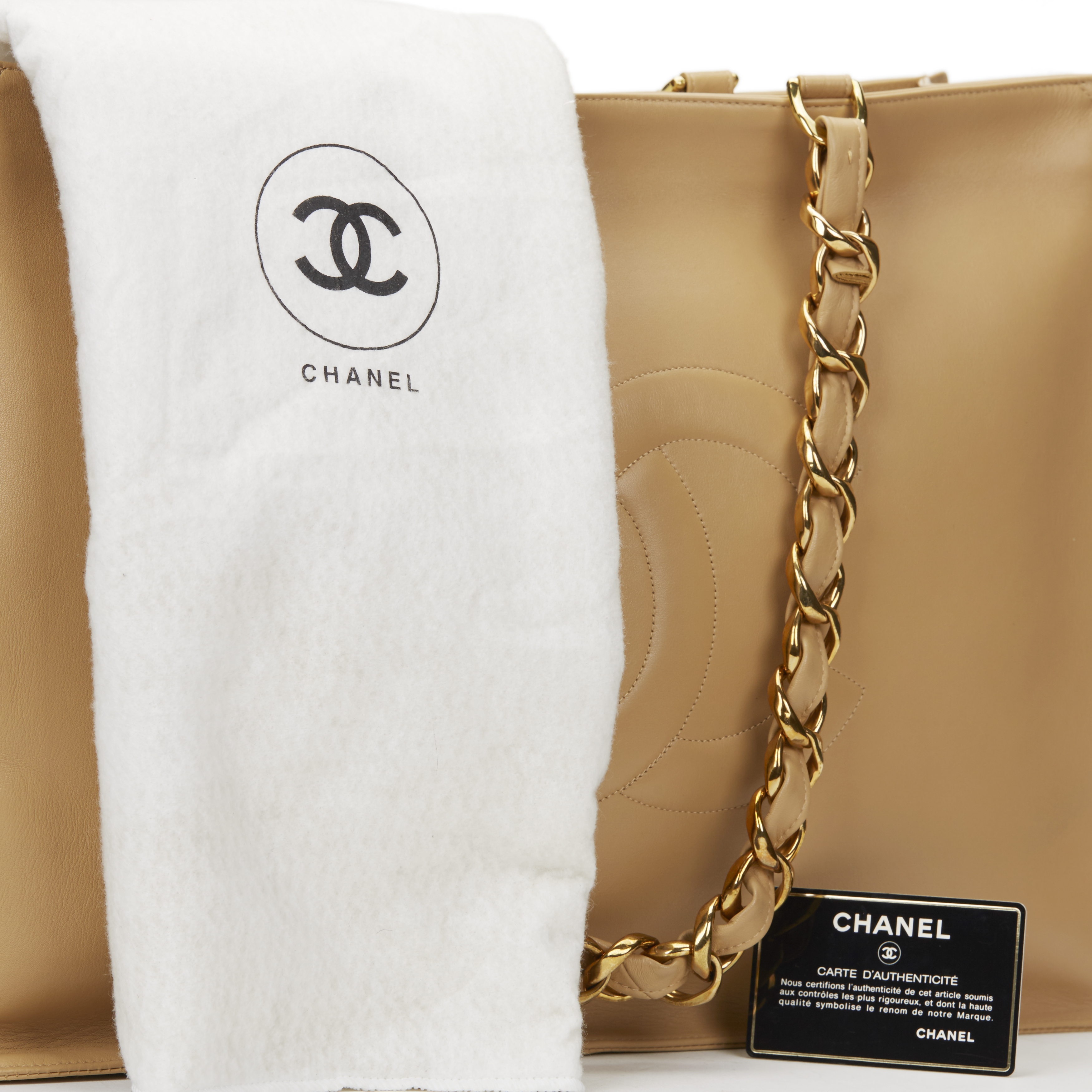 Chanel Beige Lambskin Vintage Timeless Shoulder Tote - Image 10 of 11