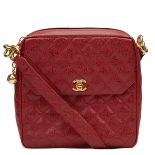 Chanel Red Quilted Caviar Leather Vintage Timeless Shoulder Bag