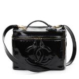 Chanel Black Patent Leather Vintage Vanity Bag