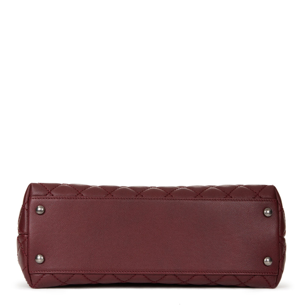 Chanel Burgundy Quilted Caviar Leather Small Coco Handle - Image 5 of 10