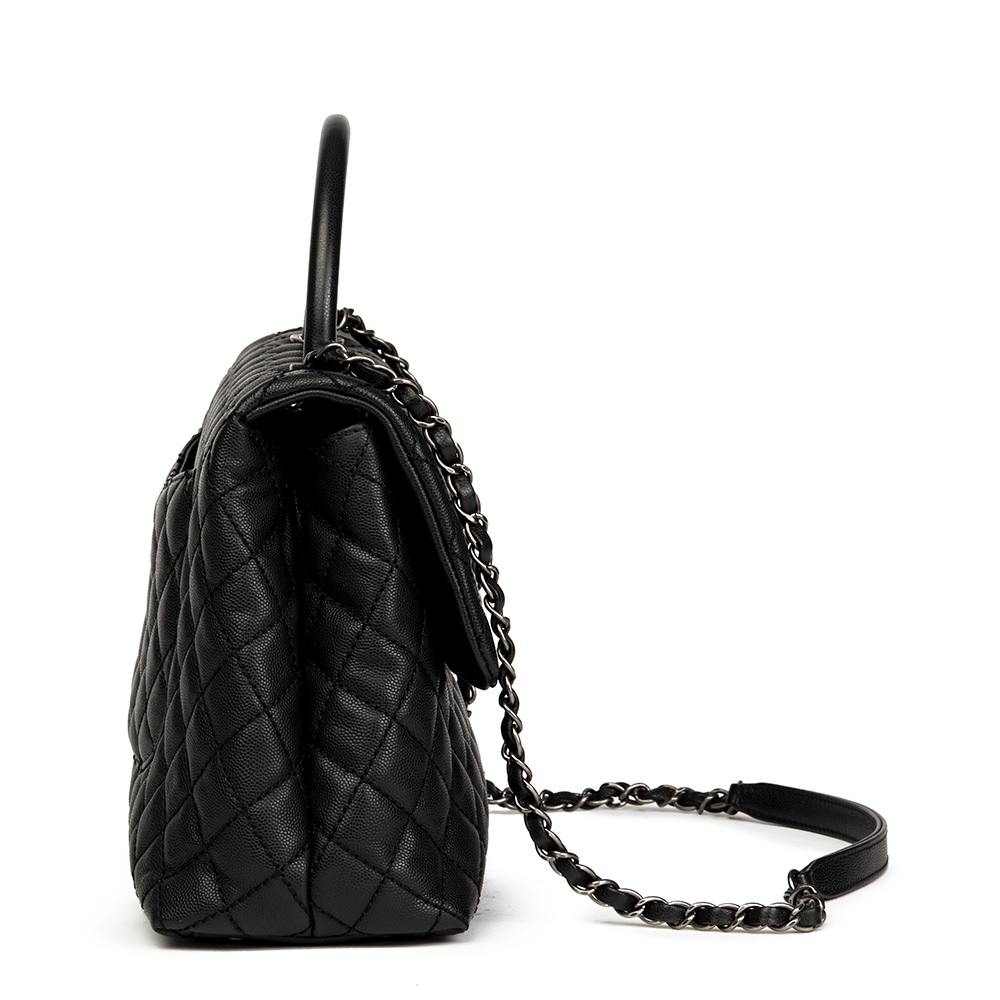 Chanel Black Quilted Caviar Leather Large Coco Handle - Image 3 of 10