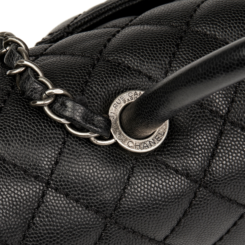 Chanel Black Quilted Caviar Leather Large Coco Handle - Image 9 of 10