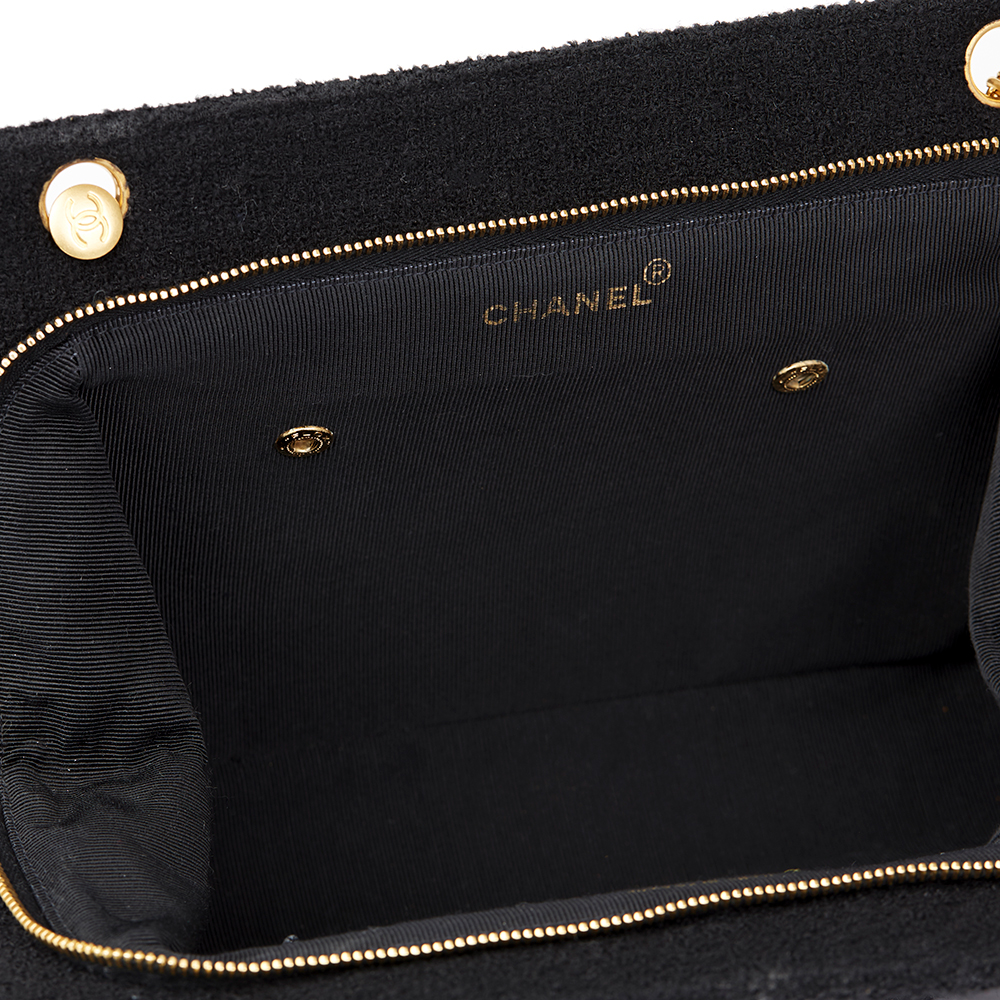 Chanel Black Quilted Tweed Fabric Vintage Timeless Frame Bag - Image 9 of 9