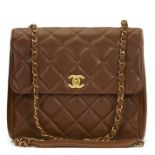 Chanel Chocolate Brown Quilted Caviar Leather Vintage Single Flap Bag