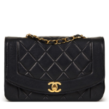 Chanel Black Quilted Lambskin Vintage Small Diana Classic Single Flap Bag