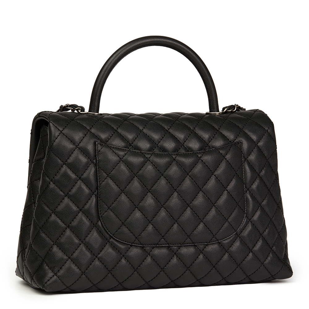 Chanel Black Quilted Caviar Leather Large Coco Handle - Image 4 of 10