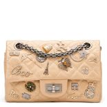 Chanel Gold Aged Metallic Calfskin Leather Lucky Charms 2.55 Reissue 224 Double Flap Bag