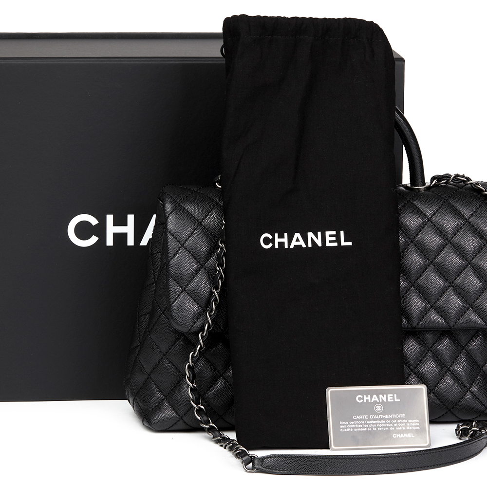 Chanel Black Quilted Caviar Leather Large Coco Handle - Image 10 of 10