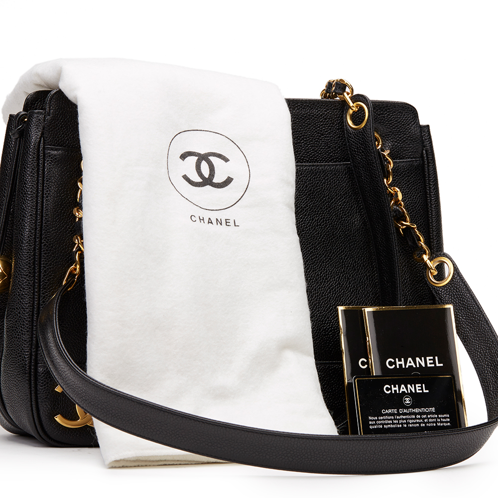 Chanel Black Caviar Leather Vintage Timeless Shoulder Bag - Image 9 of 9