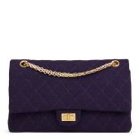 Chanel Violet Quilted Jersey Fabric 2.55 Reissue 226 Double Flap Bag