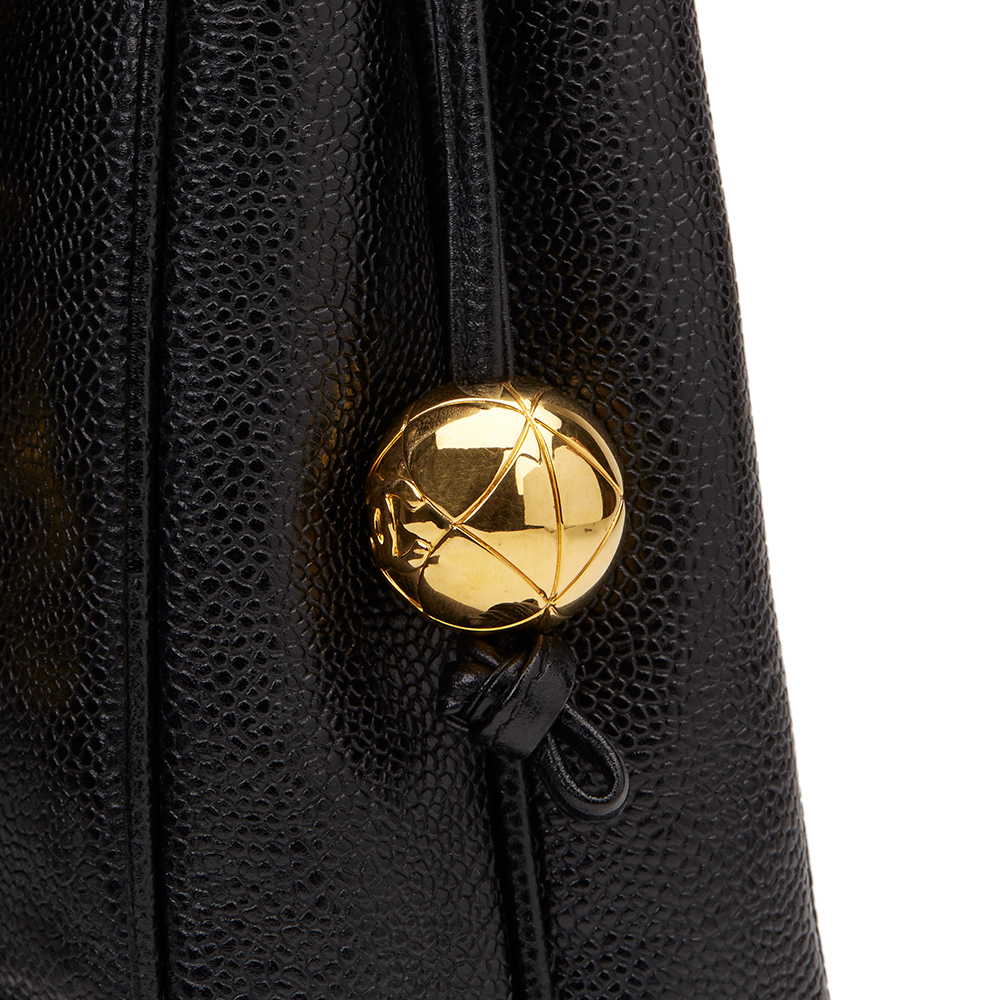 Chanel Black Caviar Leather Vintage Timeless Shoulder Bag - Image 7 of 9