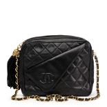 Chanel Black Quilted Lambskin Vintage Tassel Camera Bag