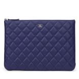 Chanel Blue Quilted Lambskin Medium O Case
